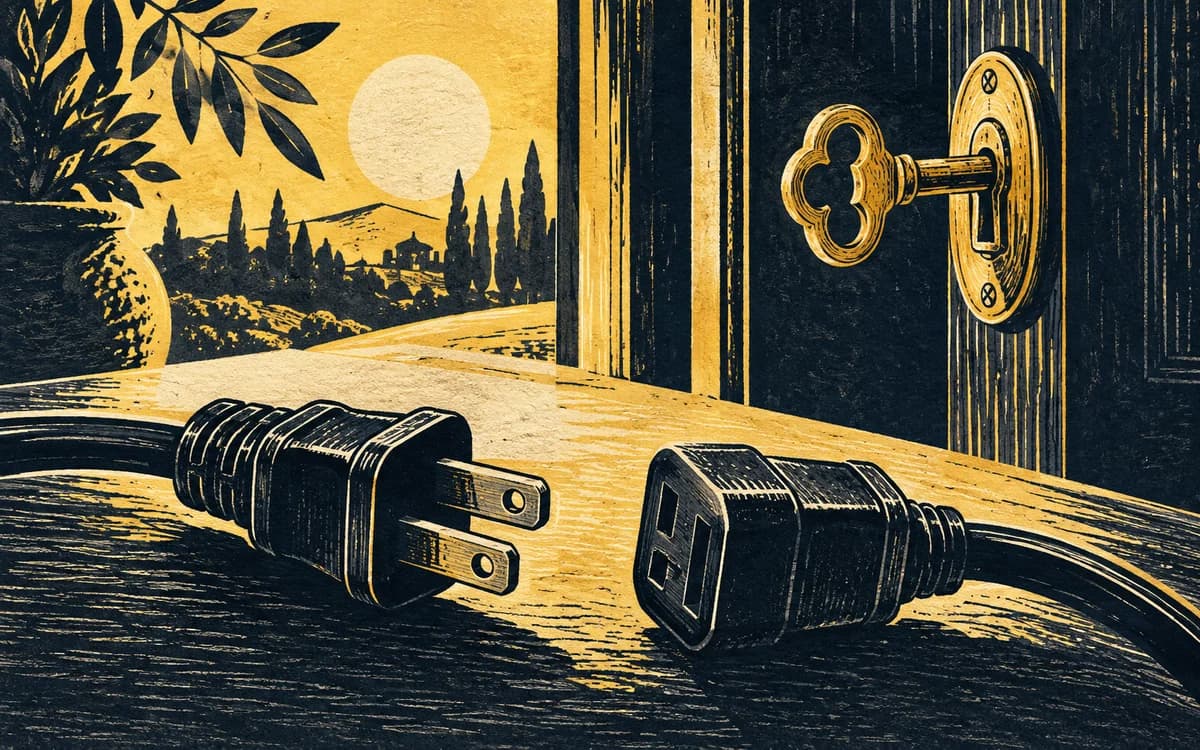 A disconnected cable sits apart from a key still in a lock