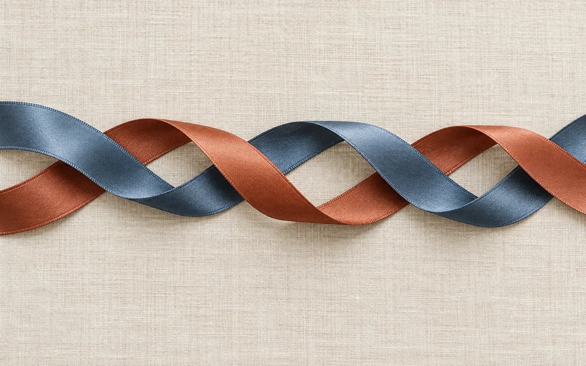Two ribbons repeatedly cross in a sideways pattern