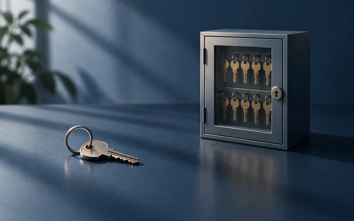 A personal key and a separate miniature key cabinet